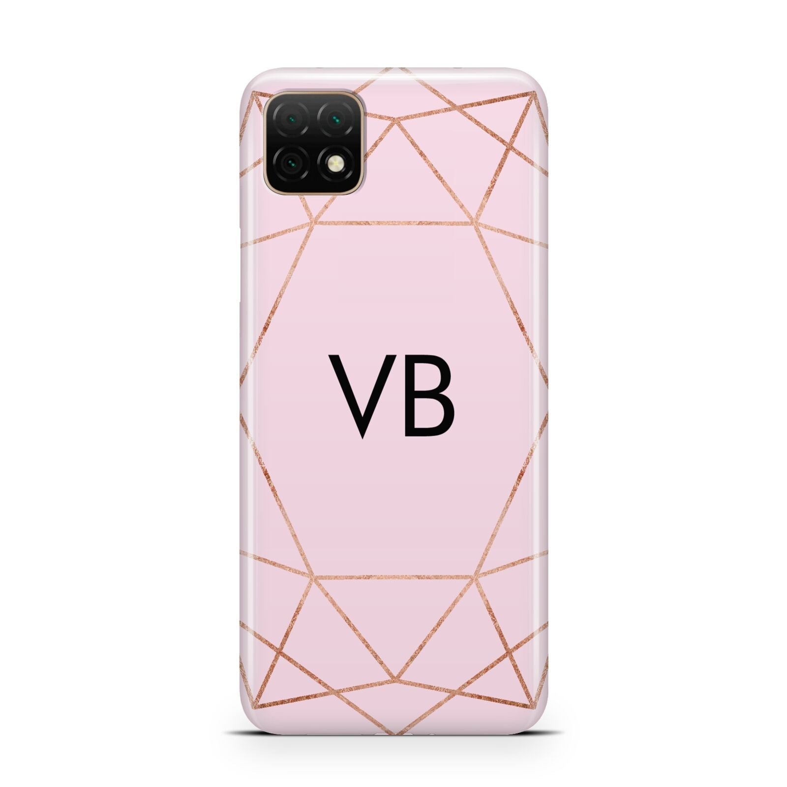 Personalised Pink Rose Gold Initials Geometric Huawei Enjoy 20 Phone Case