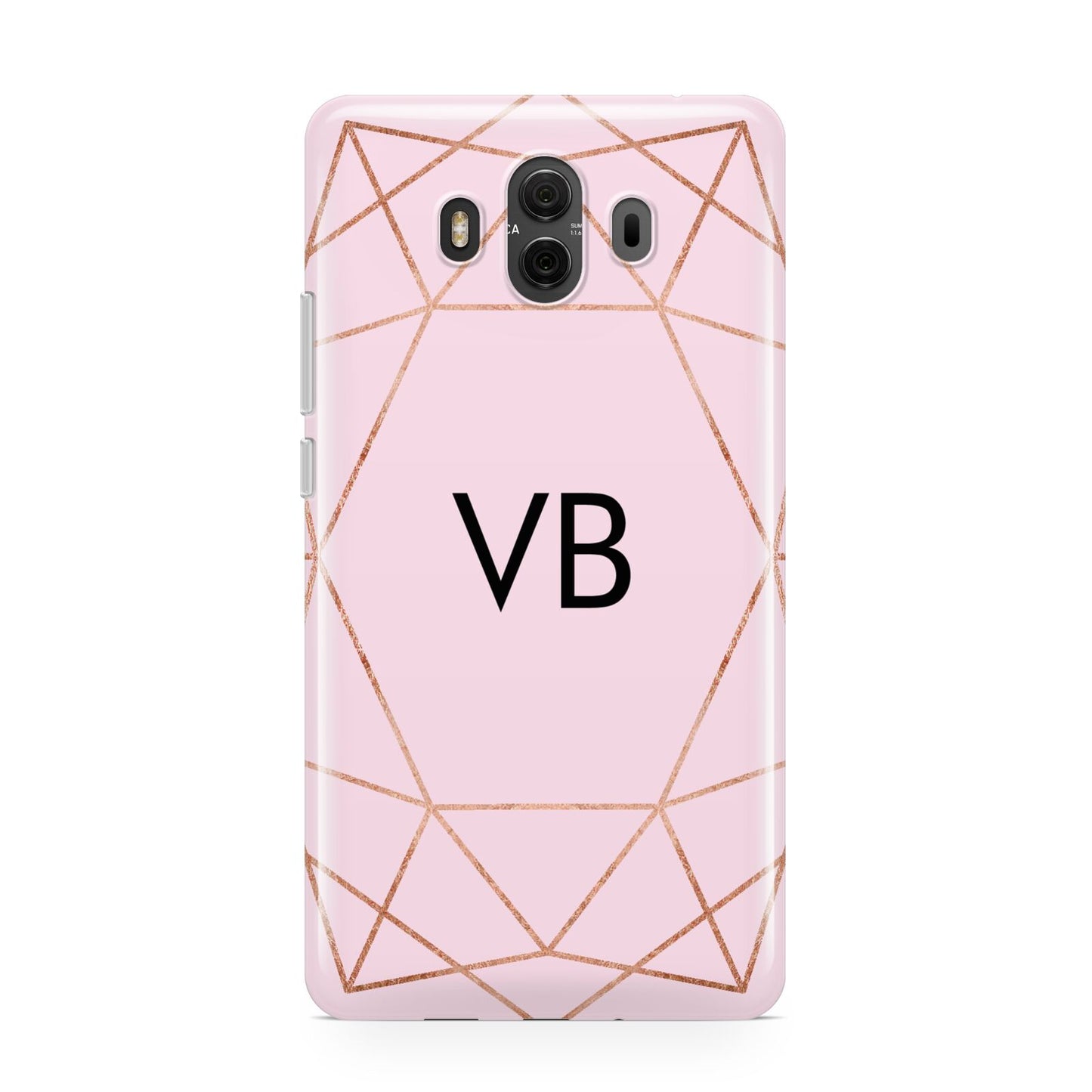 Personalised Pink Rose Gold Initials Geometric Huawei Mate 10 Protective Phone Case