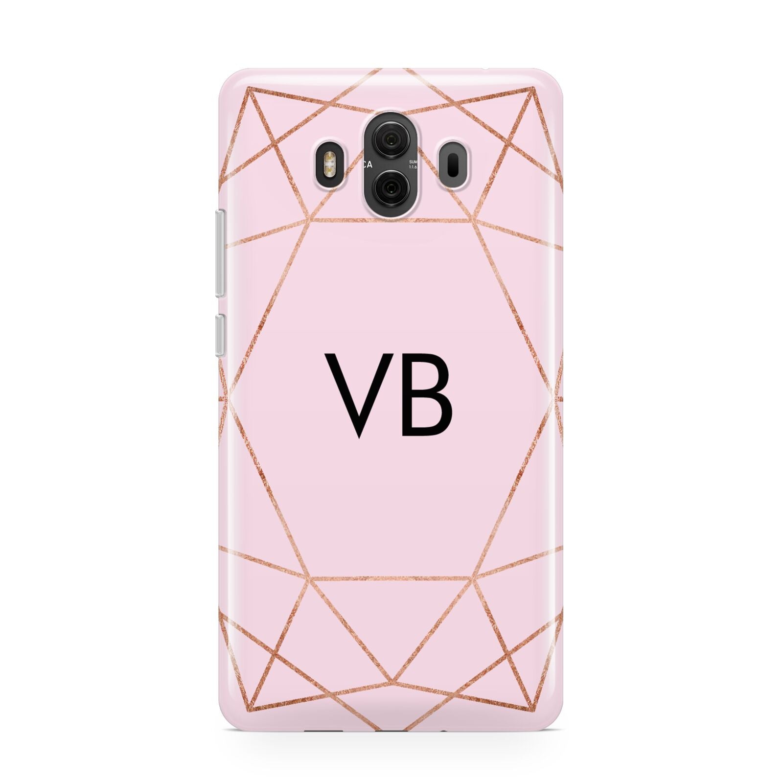 Personalised Pink Rose Gold Initials Geometric Huawei Mate 10 Protective Phone Case