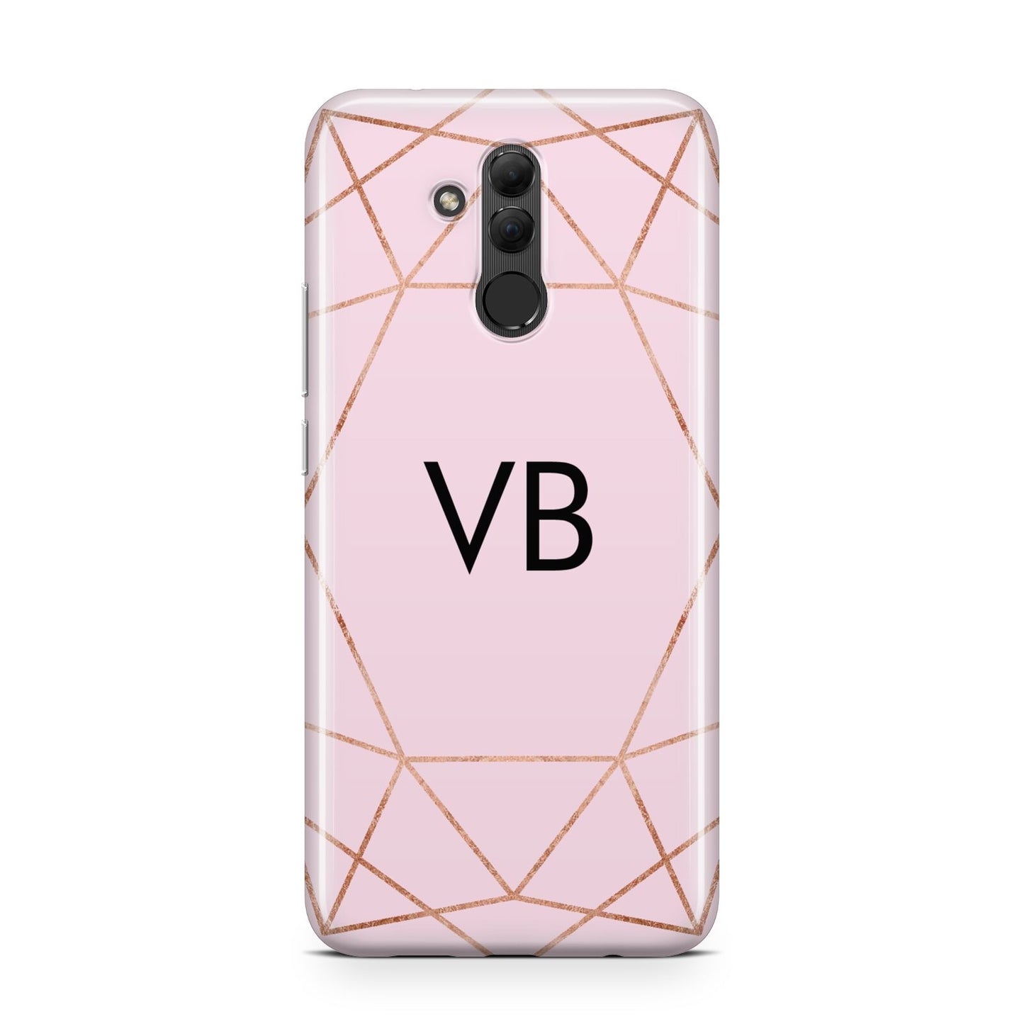 Personalised Pink Rose Gold Initials Geometric Huawei Mate 20 Lite