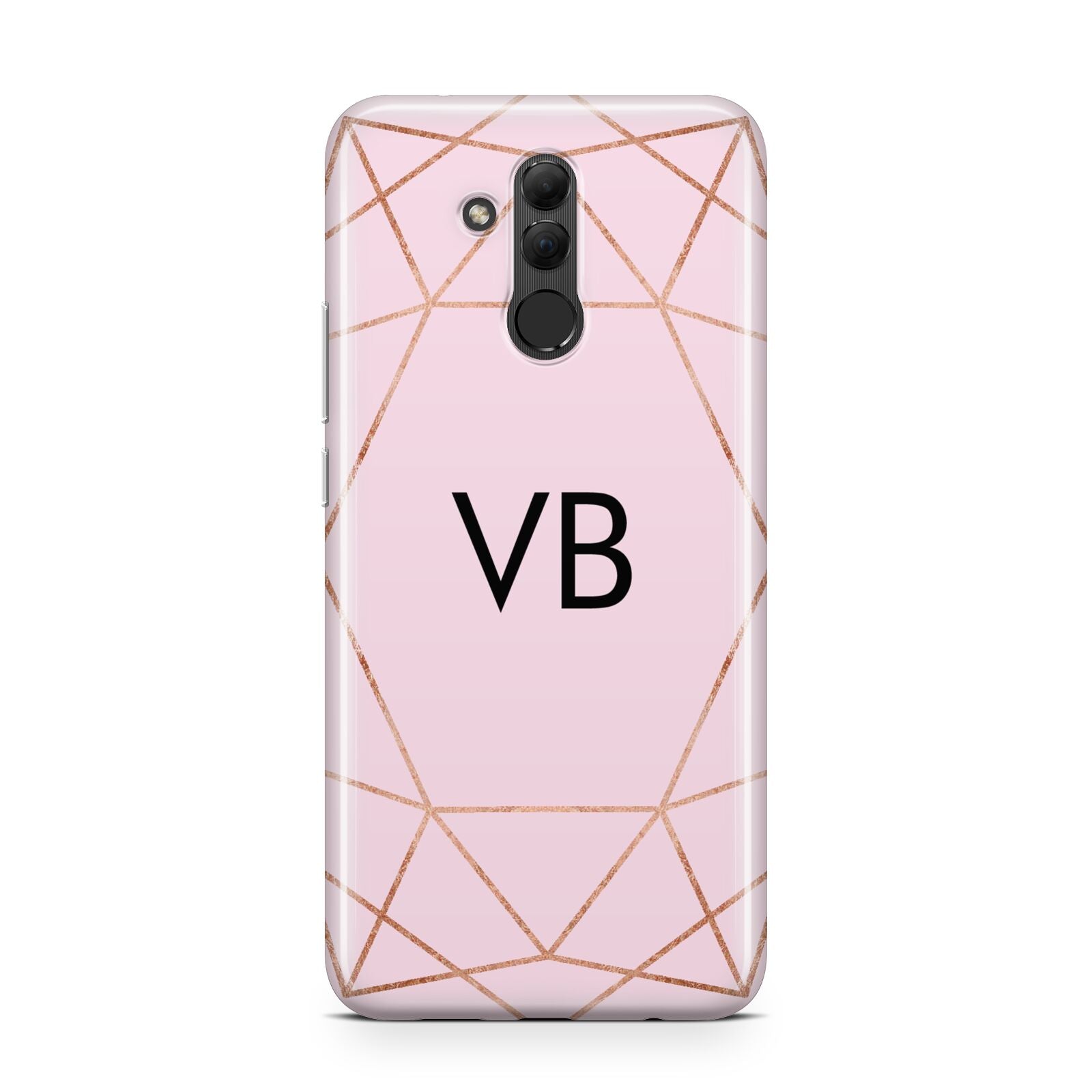 Personalised Pink Rose Gold Initials Geometric Huawei Mate 20 Lite