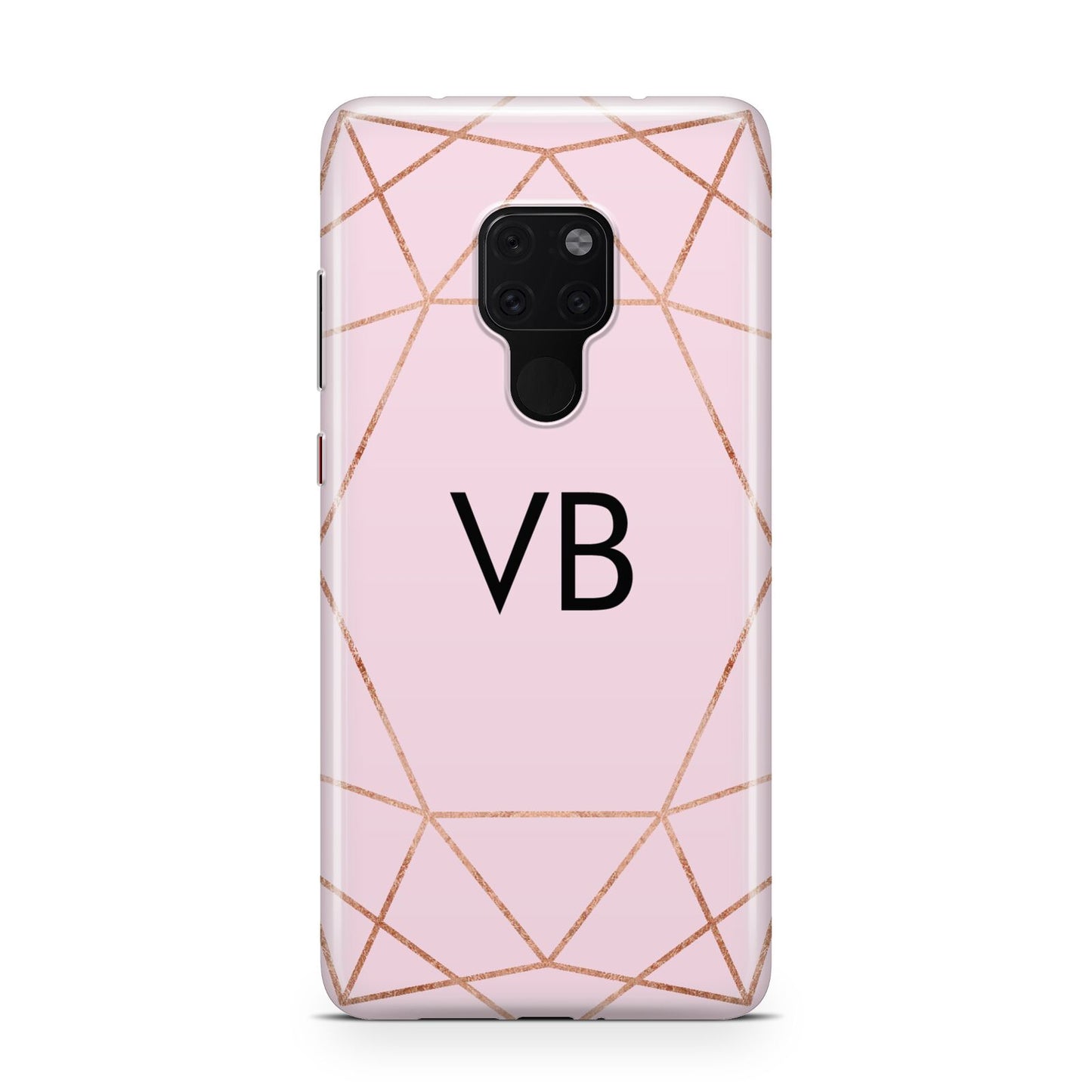 Personalised Pink Rose Gold Initials Geometric Huawei Mate 20 Phone Case