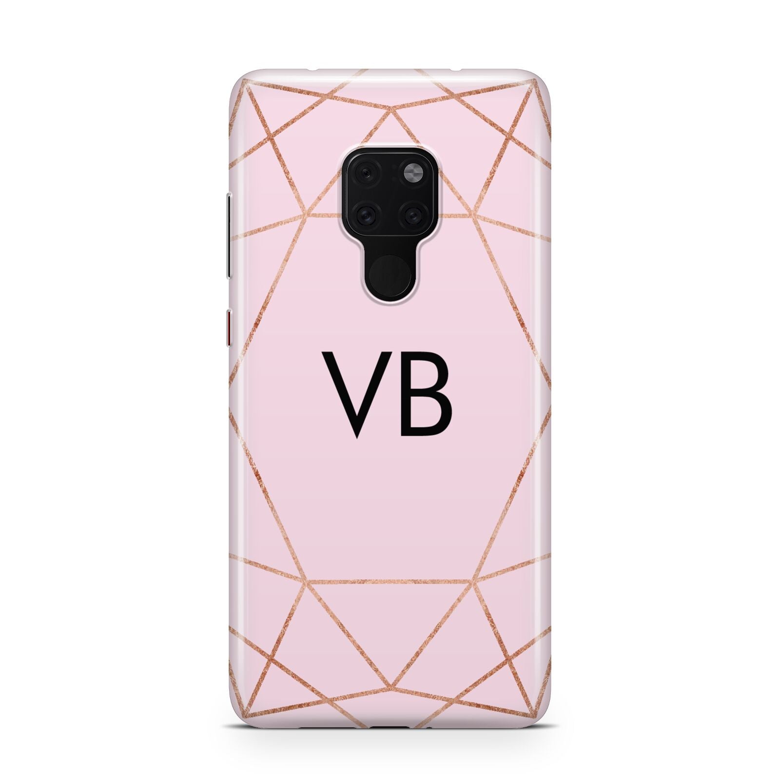 Personalised Pink Rose Gold Initials Geometric Huawei Mate 20 Phone Case