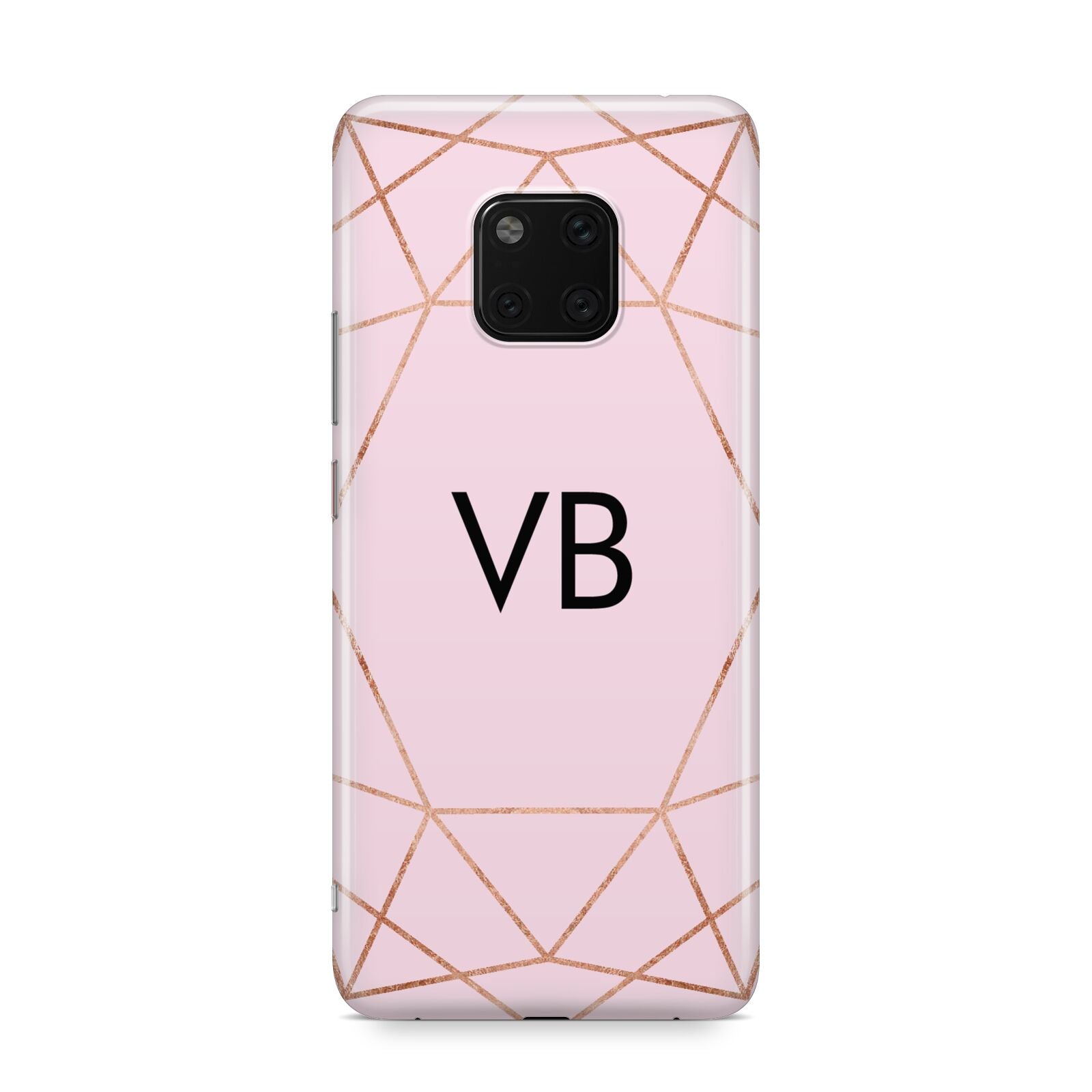 Personalised Pink Rose Gold Initials Geometric Huawei Mate 20 Pro Phone Case
