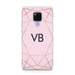 Personalised Pink Rose Gold Initials Geometric Huawei Mate 20X Phone Case