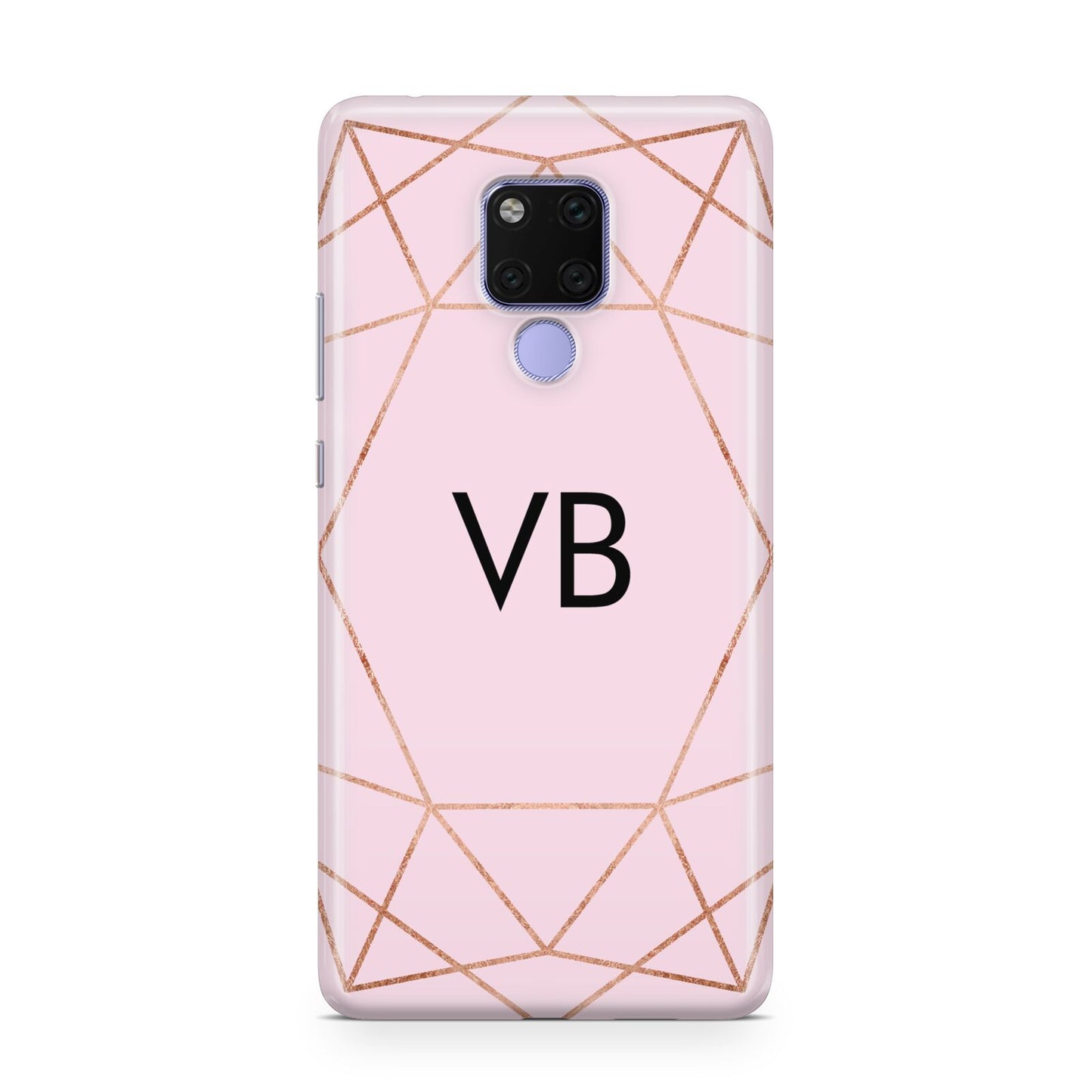 Personalised Pink Rose Gold Initials Geometric Huawei Mate 20X Phone Case