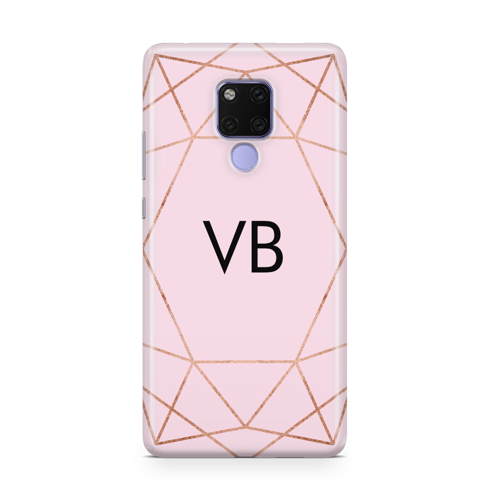 Personalised Pink Rose Gold Initials Geometric Huawei Mate 20X Phone Case