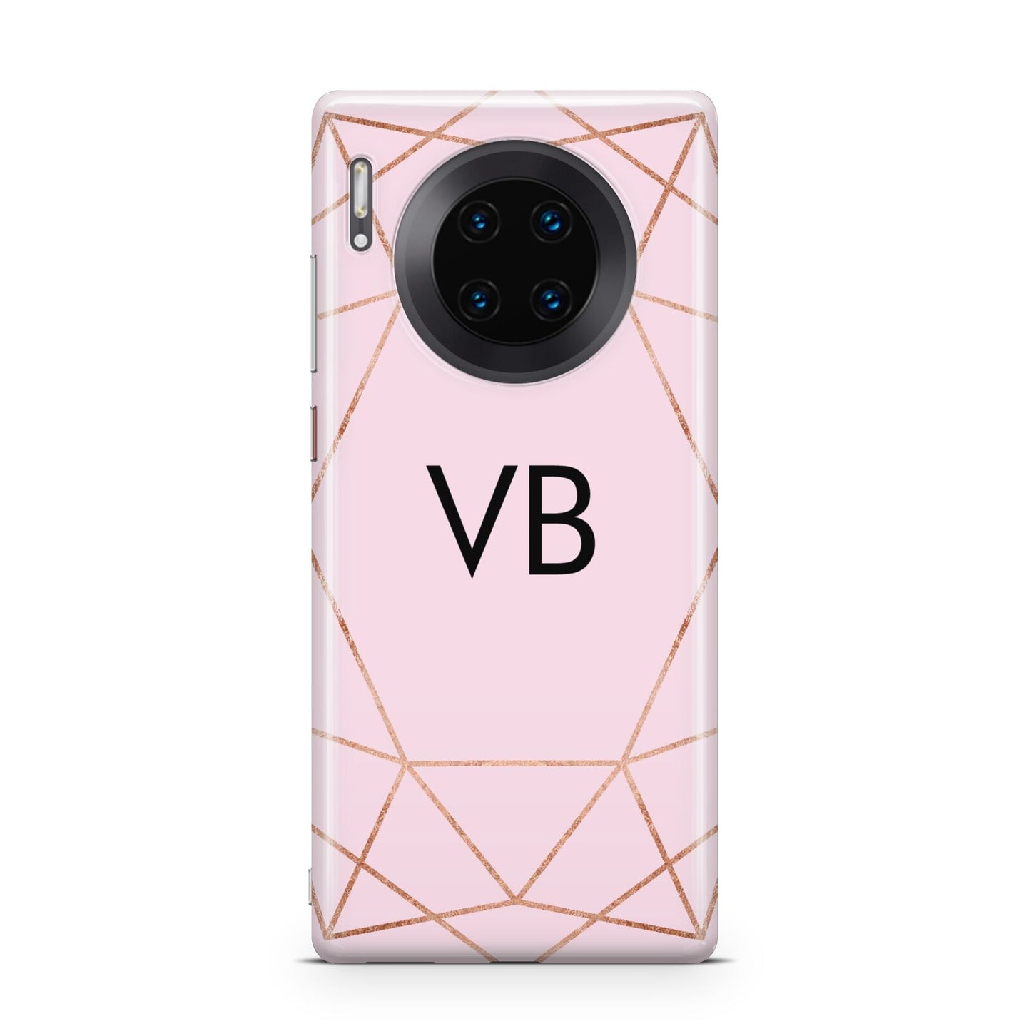 Personalised Pink Rose Gold Initials Geometric Huawei Mate 30 Pro Phone Case