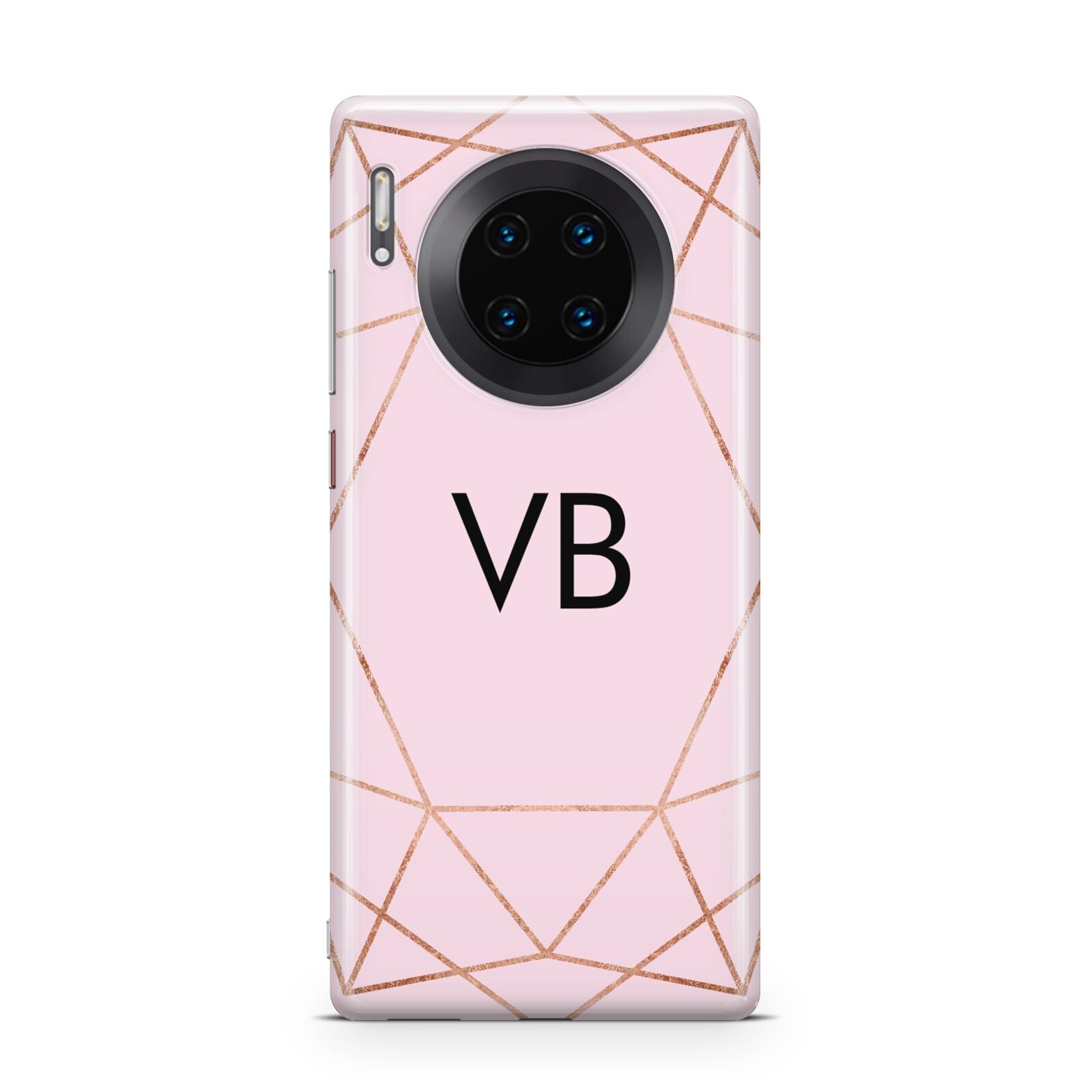 Personalised Pink Rose Gold Initials Geometric Huawei Mate 30 Pro Phone Case