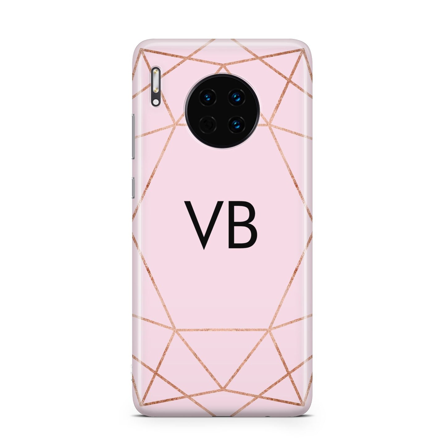 Personalised Pink Rose Gold Initials Geometric Huawei Mate 30