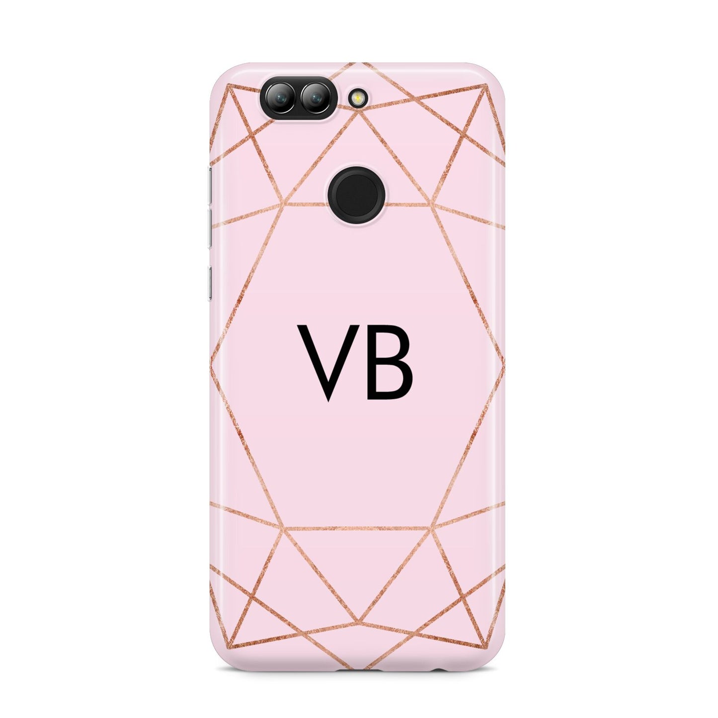 Personalised Pink Rose Gold Initials Geometric Huawei Nova 2s Phone Case