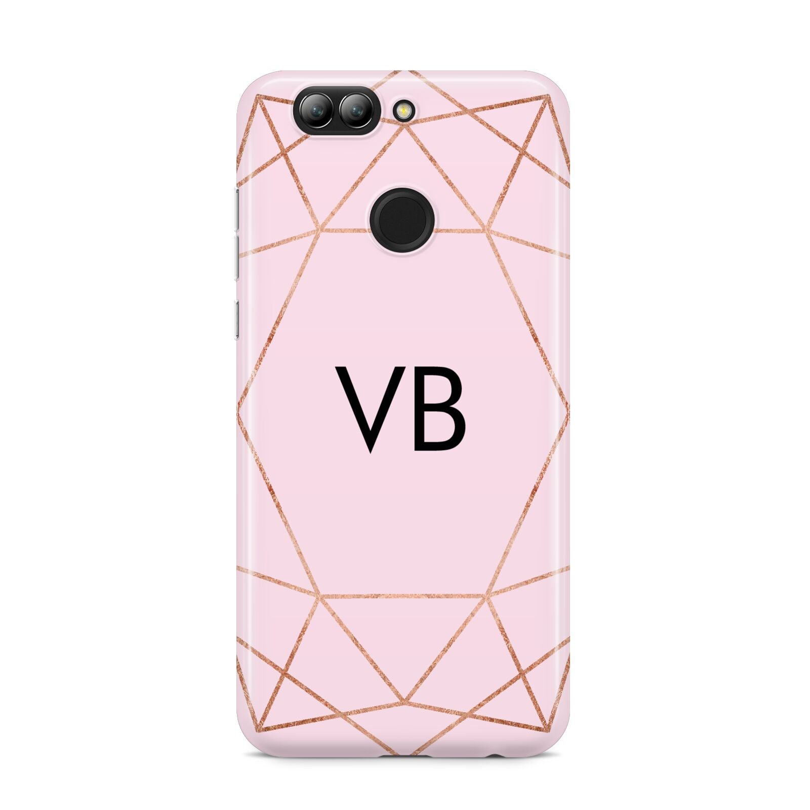 Personalised Pink Rose Gold Initials Geometric Huawei Nova 2s Phone Case