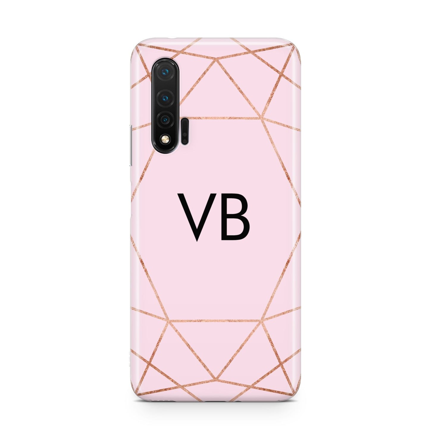 Personalised Pink Rose Gold Initials Geometric Huawei Nova 6 Phone Case
