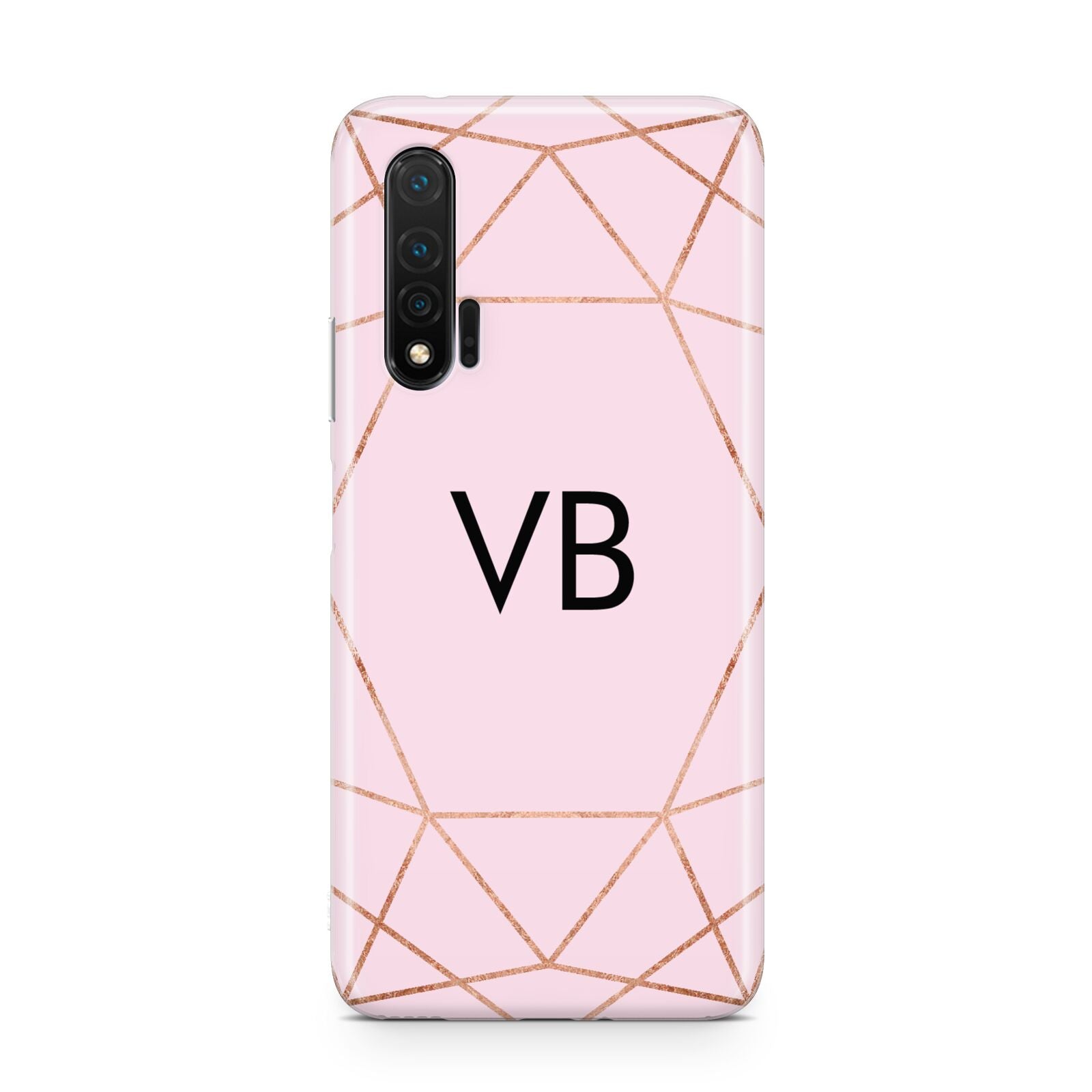 Personalised Pink Rose Gold Initials Geometric Huawei Nova 6 Phone Case