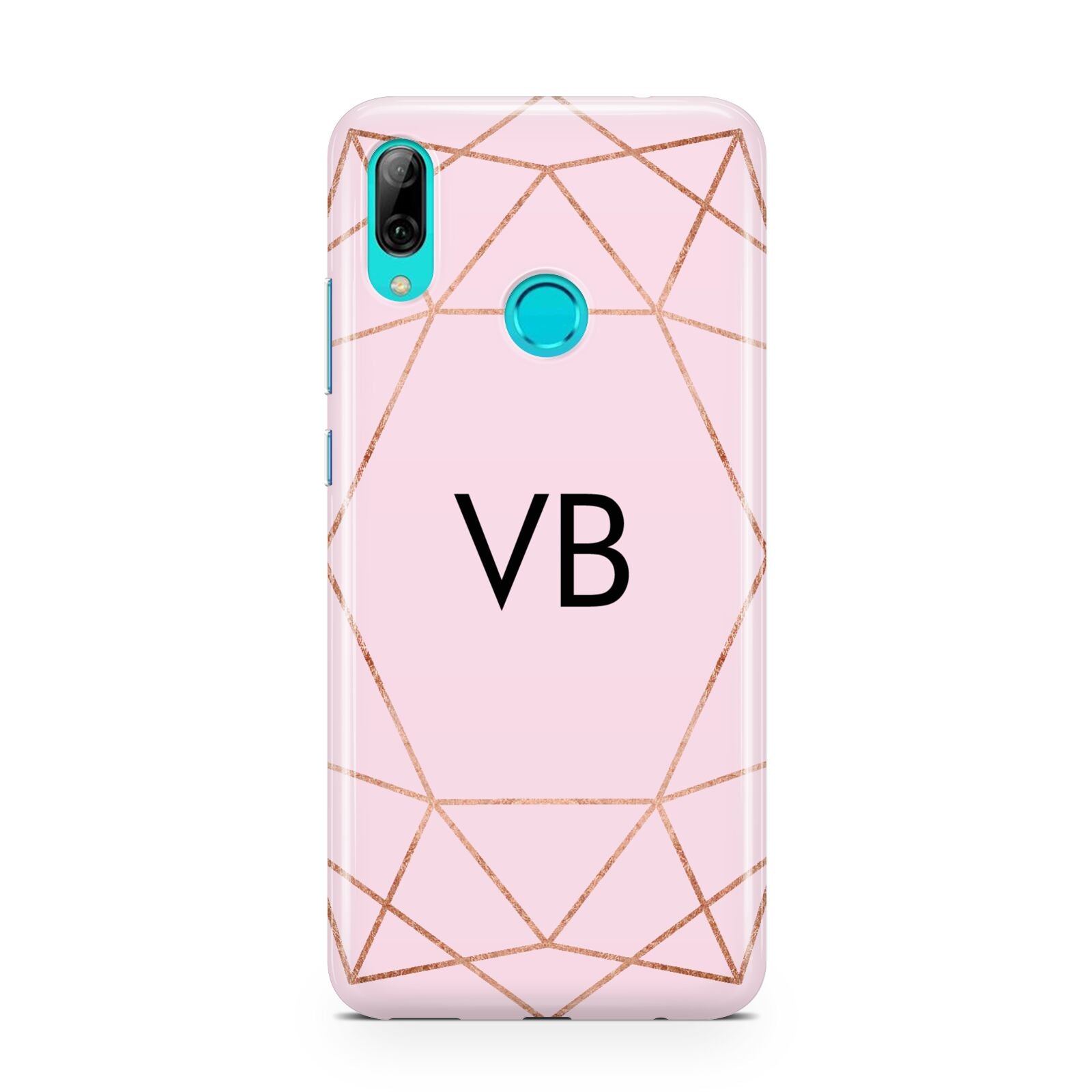 Personalised Pink Rose Gold Initials Geometric Huawei P Smart 2019 Case