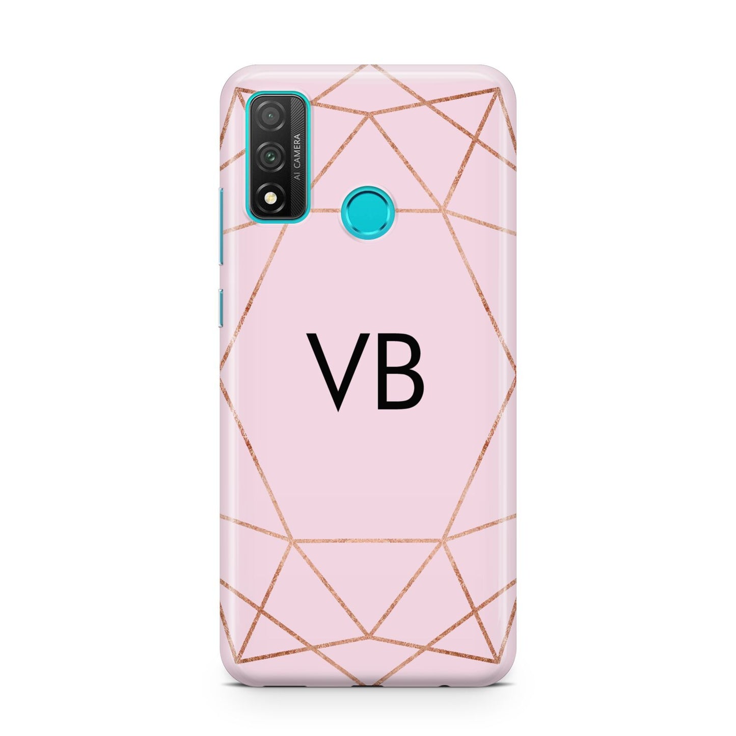 Personalised Pink Rose Gold Initials Geometric Huawei P Smart 2020