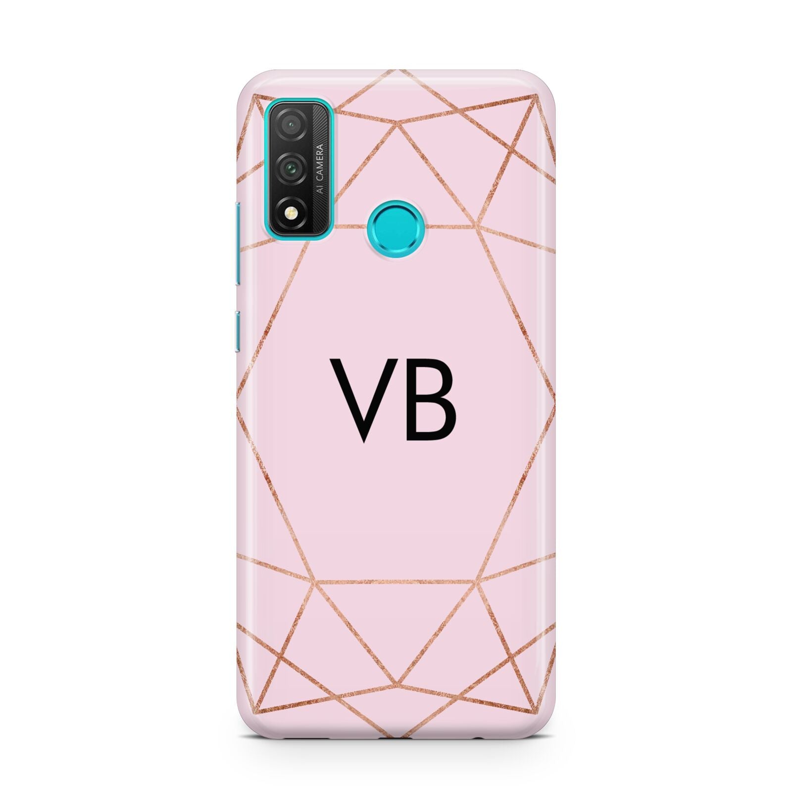 Personalised Pink Rose Gold Initials Geometric Huawei P Smart 2020