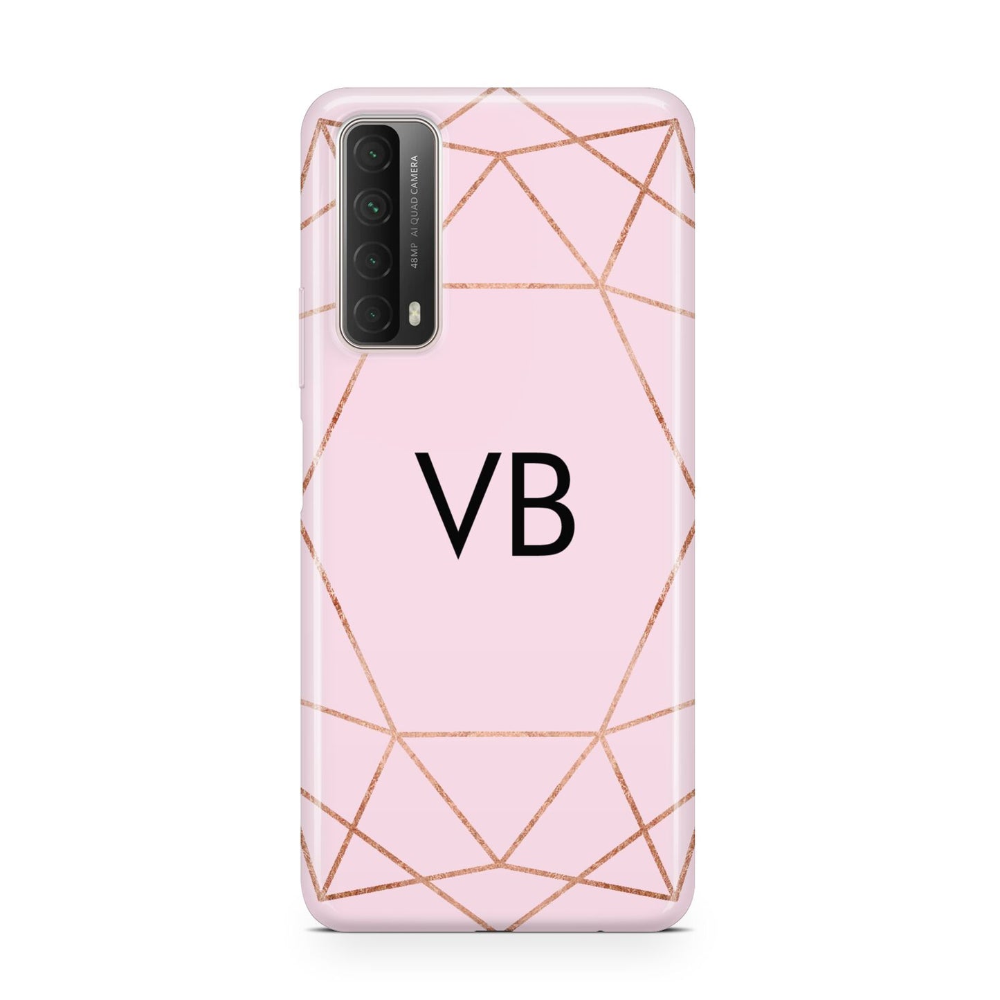 Personalised Pink Rose Gold Initials Geometric Huawei P Smart 2021