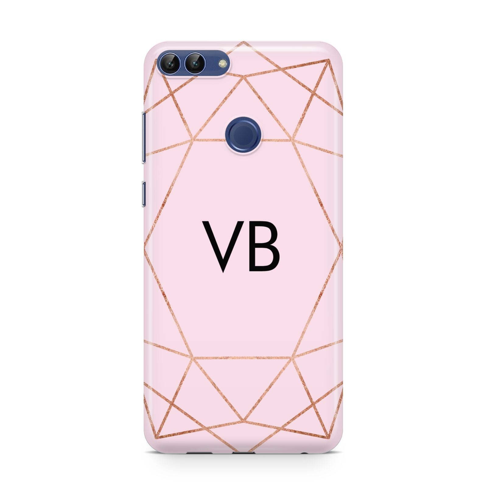 Personalised Pink Rose Gold Initials Geometric Huawei P Smart Case