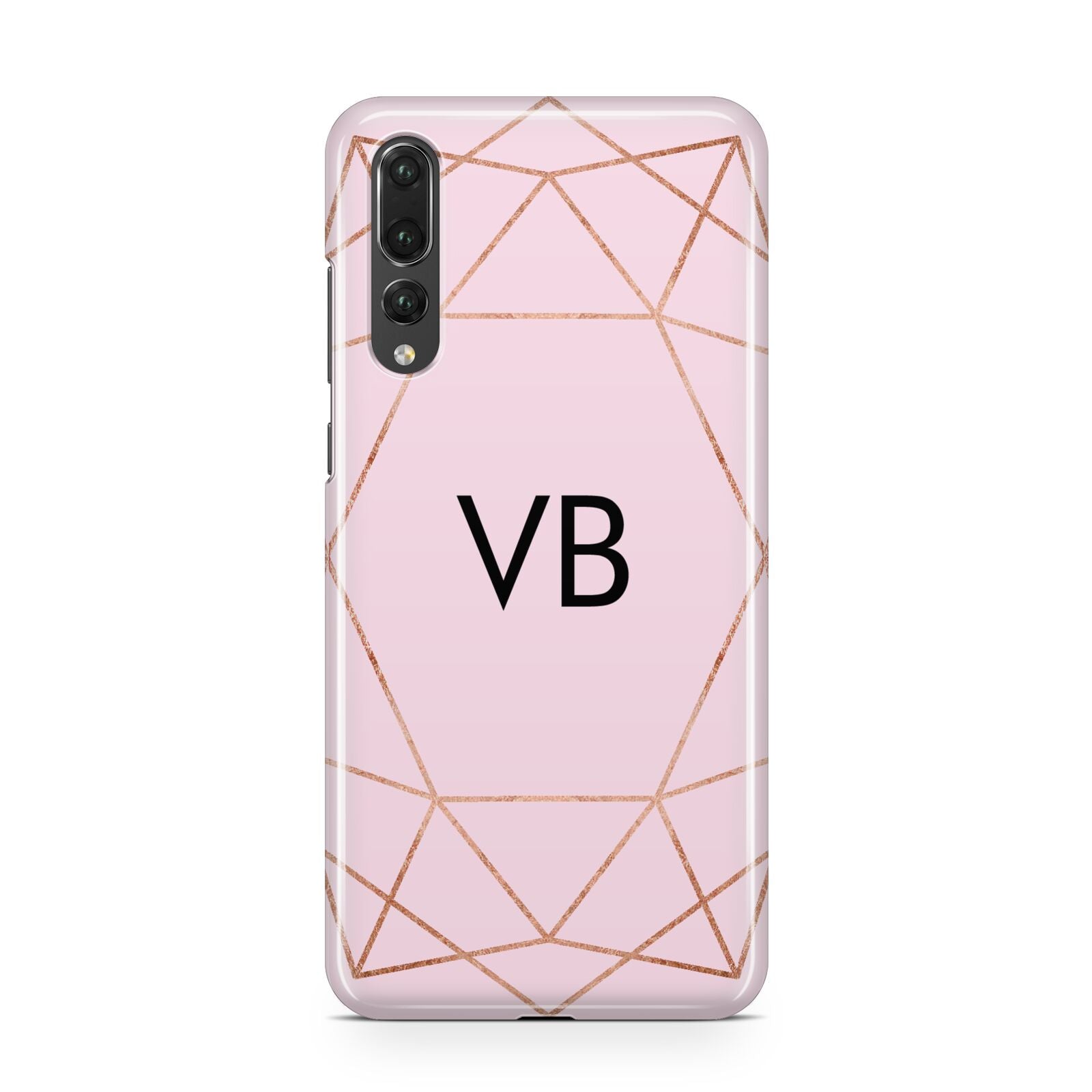 Personalised Pink Rose Gold Initials Geometric Huawei P20 Pro Phone Case