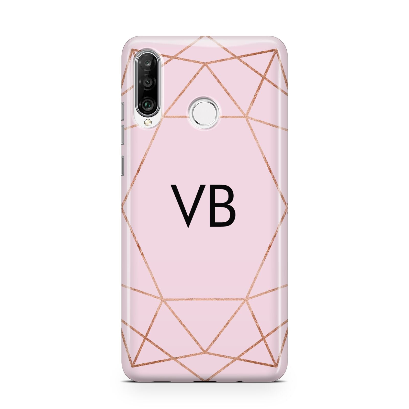 Personalised Pink Rose Gold Initials Geometric Huawei P30 Lite Phone Case