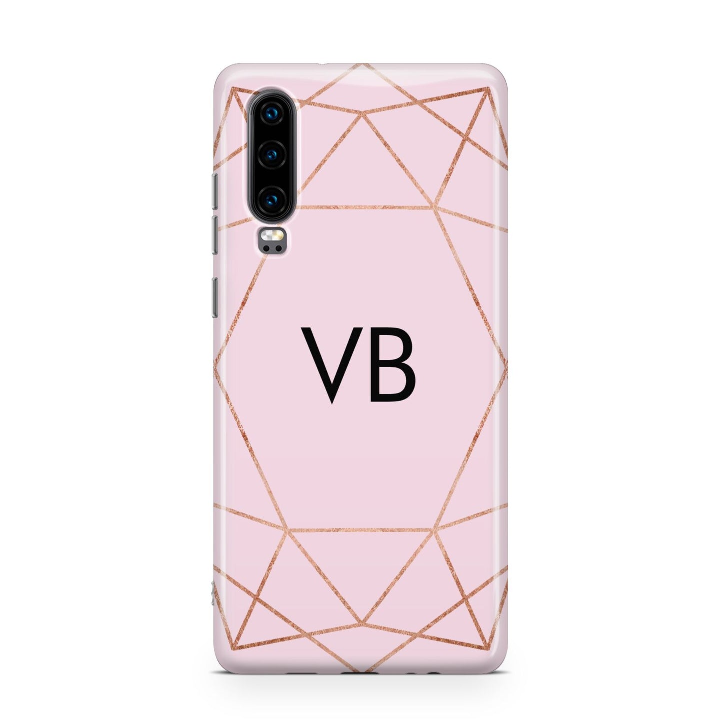 Personalised Pink Rose Gold Initials Geometric Huawei P30 Phone Case
