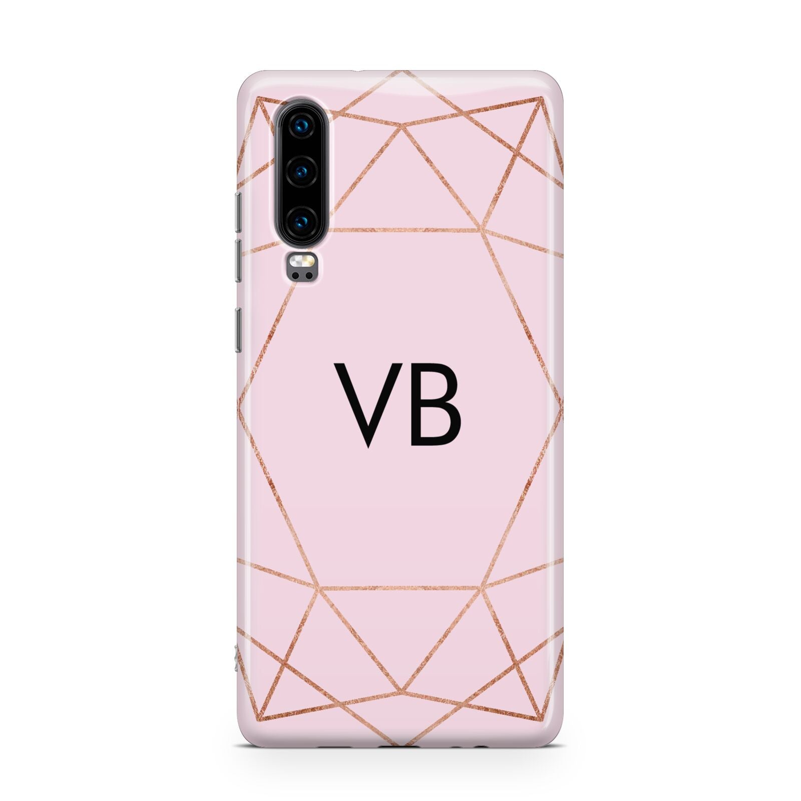 Personalised Pink Rose Gold Initials Geometric Huawei P30 Phone Case