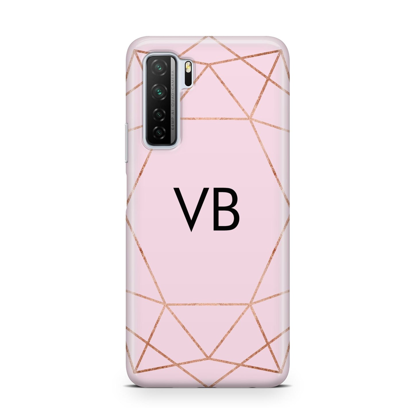 Personalised Pink Rose Gold Initials Geometric Huawei P40 Lite 5G Phone Case