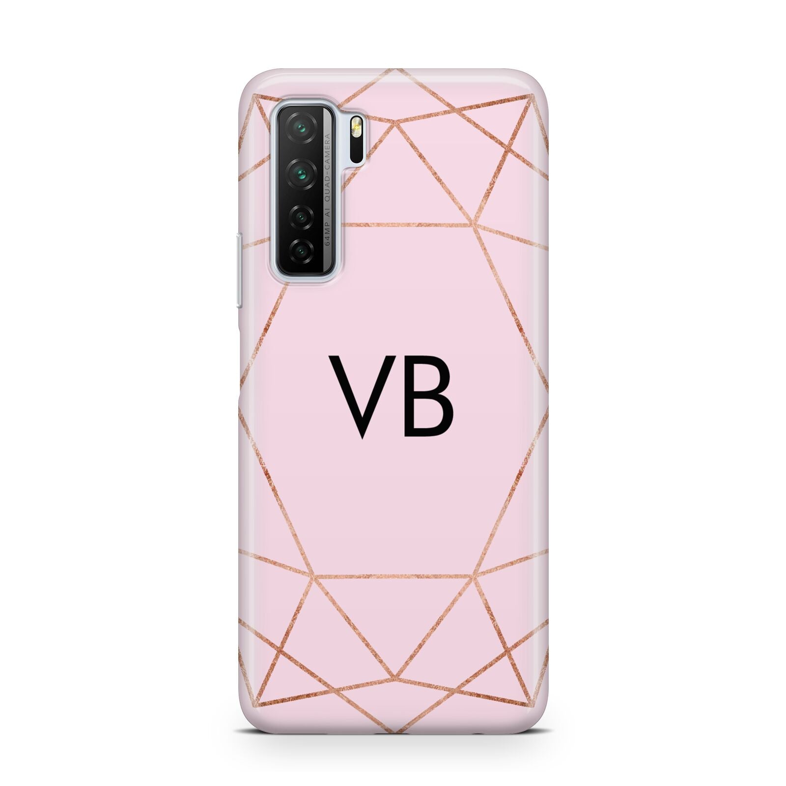 Personalised Pink Rose Gold Initials Geometric Huawei P40 Lite 5G Phone Case