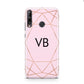 Personalised Pink Rose Gold Initials Geometric Huawei P40 Lite E Phone Case
