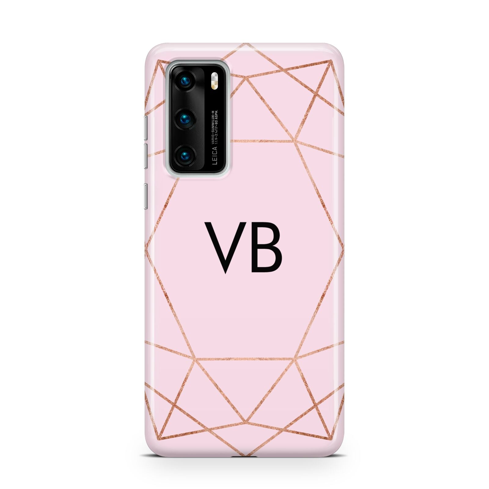 Personalised Pink Rose Gold Initials Geometric Huawei P40 Phone Case