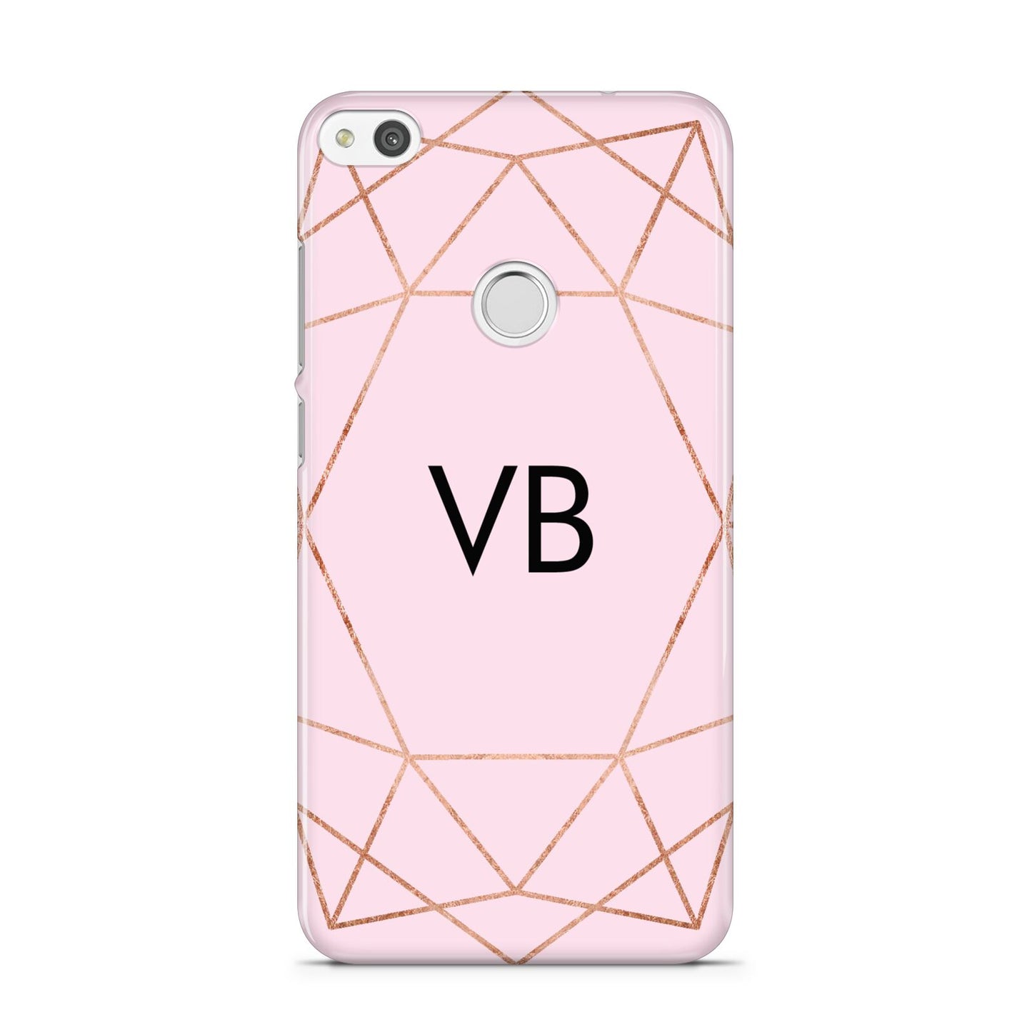 Personalised Pink Rose Gold Initials Geometric Huawei P8 Lite Case