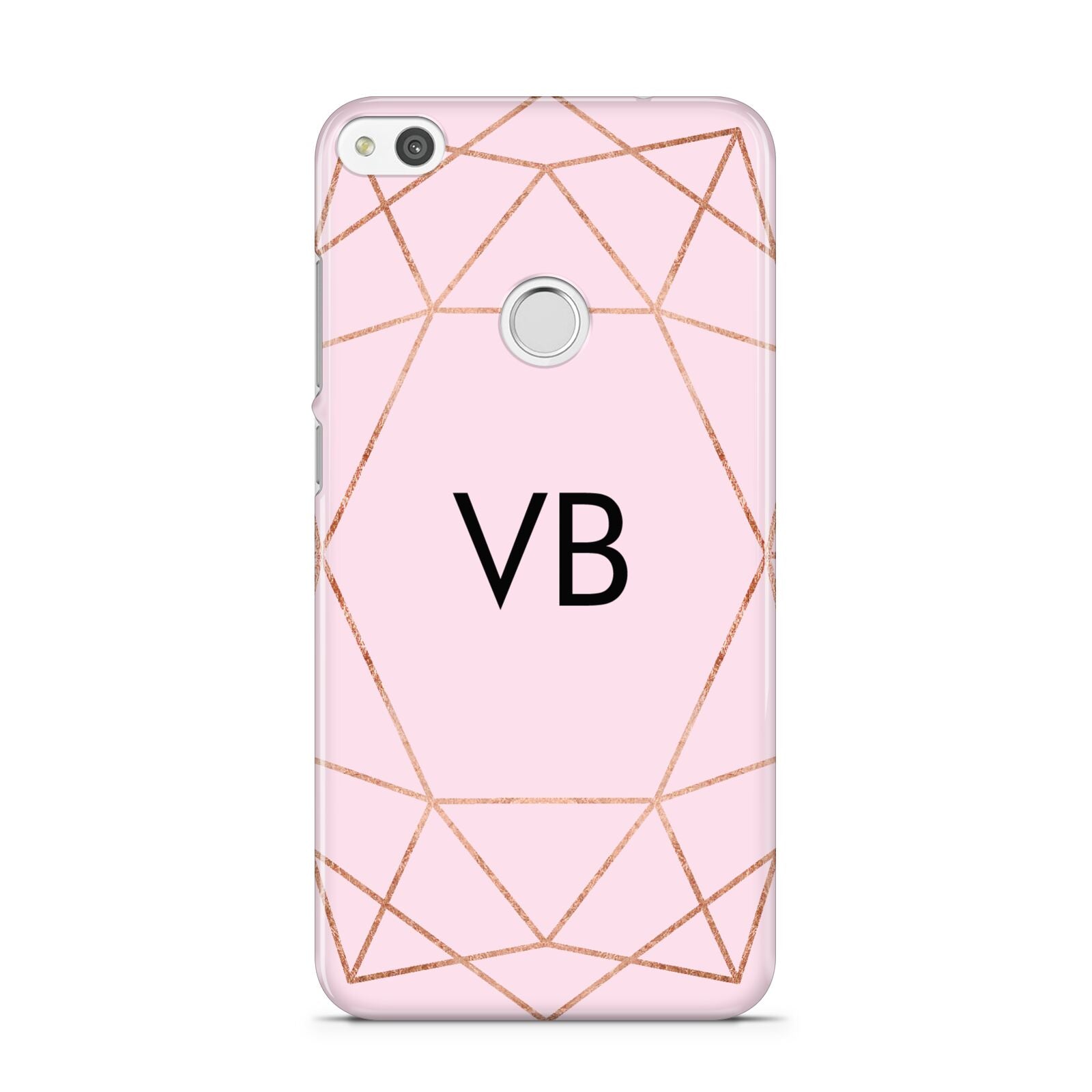 Personalised Pink Rose Gold Initials Geometric Huawei P8 Lite Case