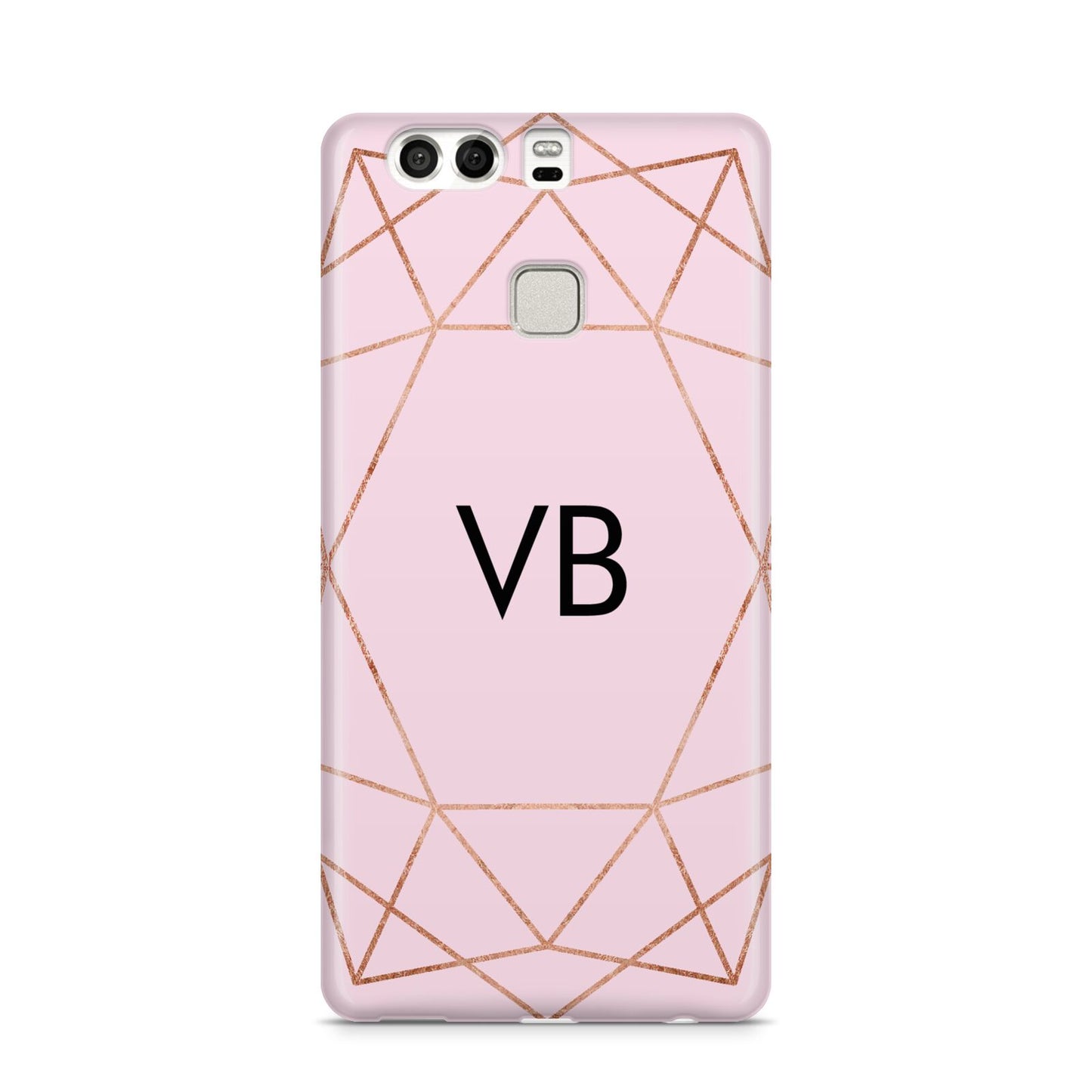 Personalised Pink Rose Gold Initials Geometric Huawei P9 Case