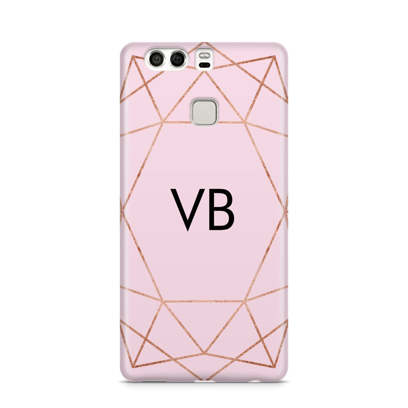 Personalised Pink Rose Gold Initials Geometric Huawei P9 Case