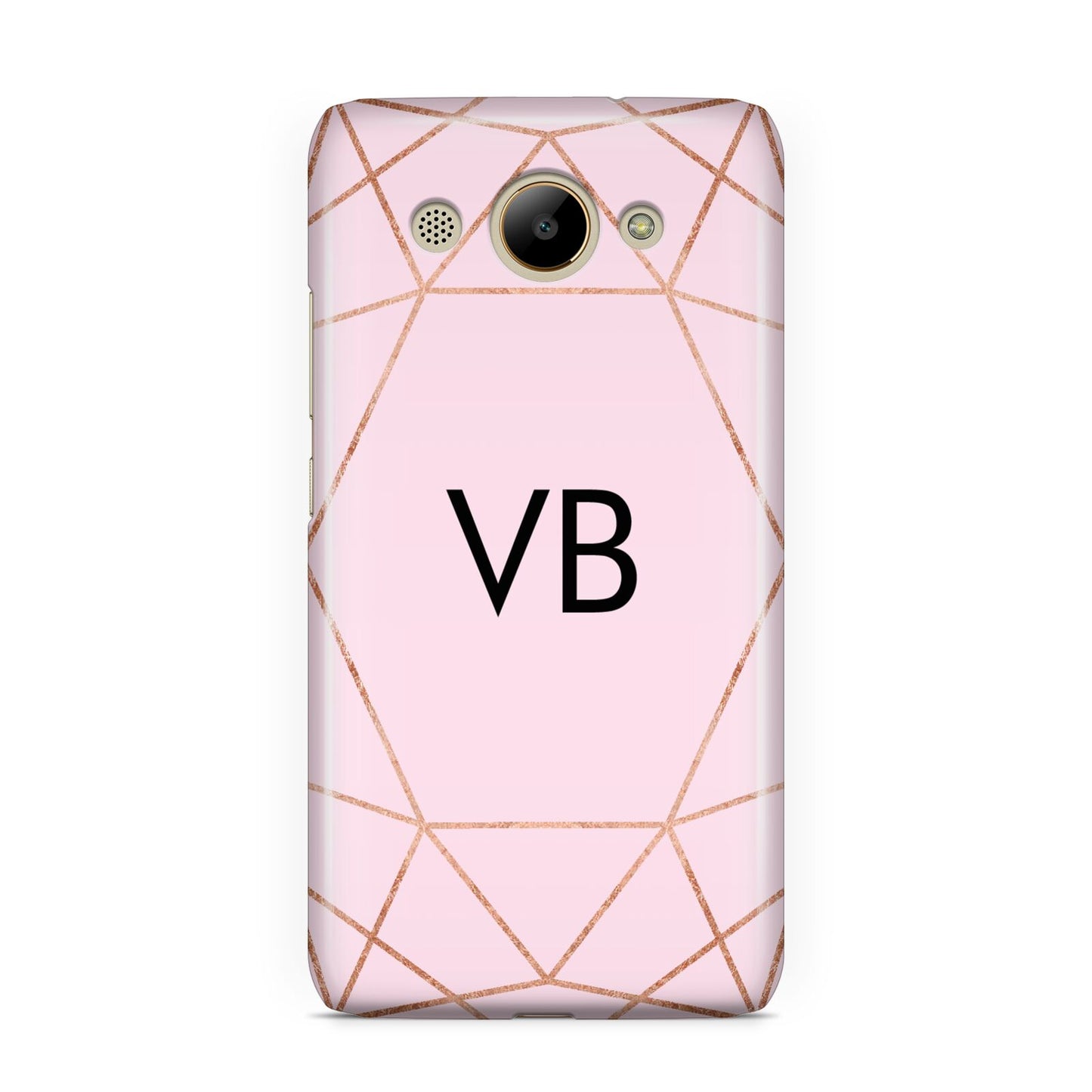 Personalised Pink Rose Gold Initials Geometric Huawei Y3 2017