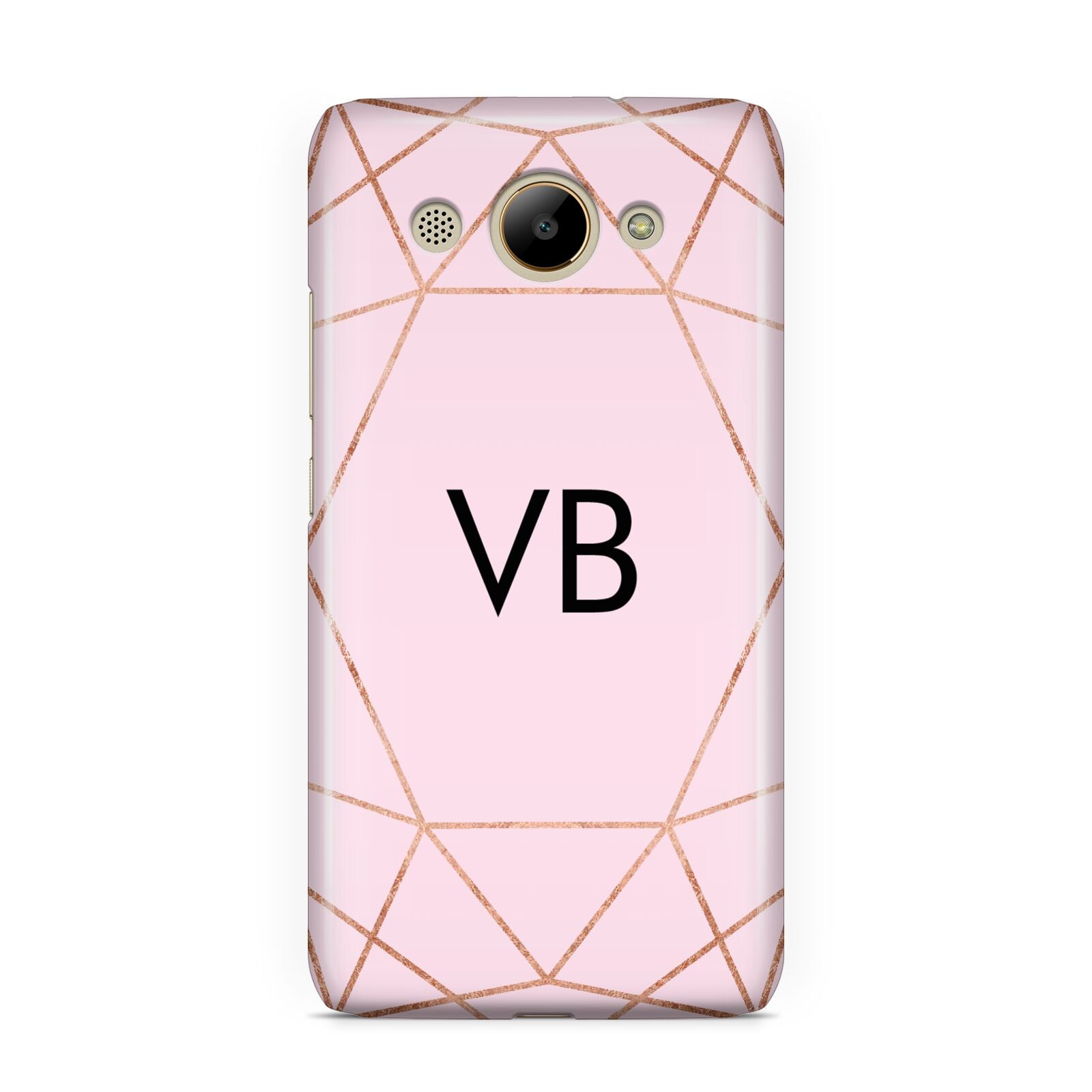 Personalised Pink Rose Gold Initials Geometric Huawei Y3 2017
