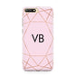 Personalised Pink Rose Gold Initials Geometric Huawei Y6 2018