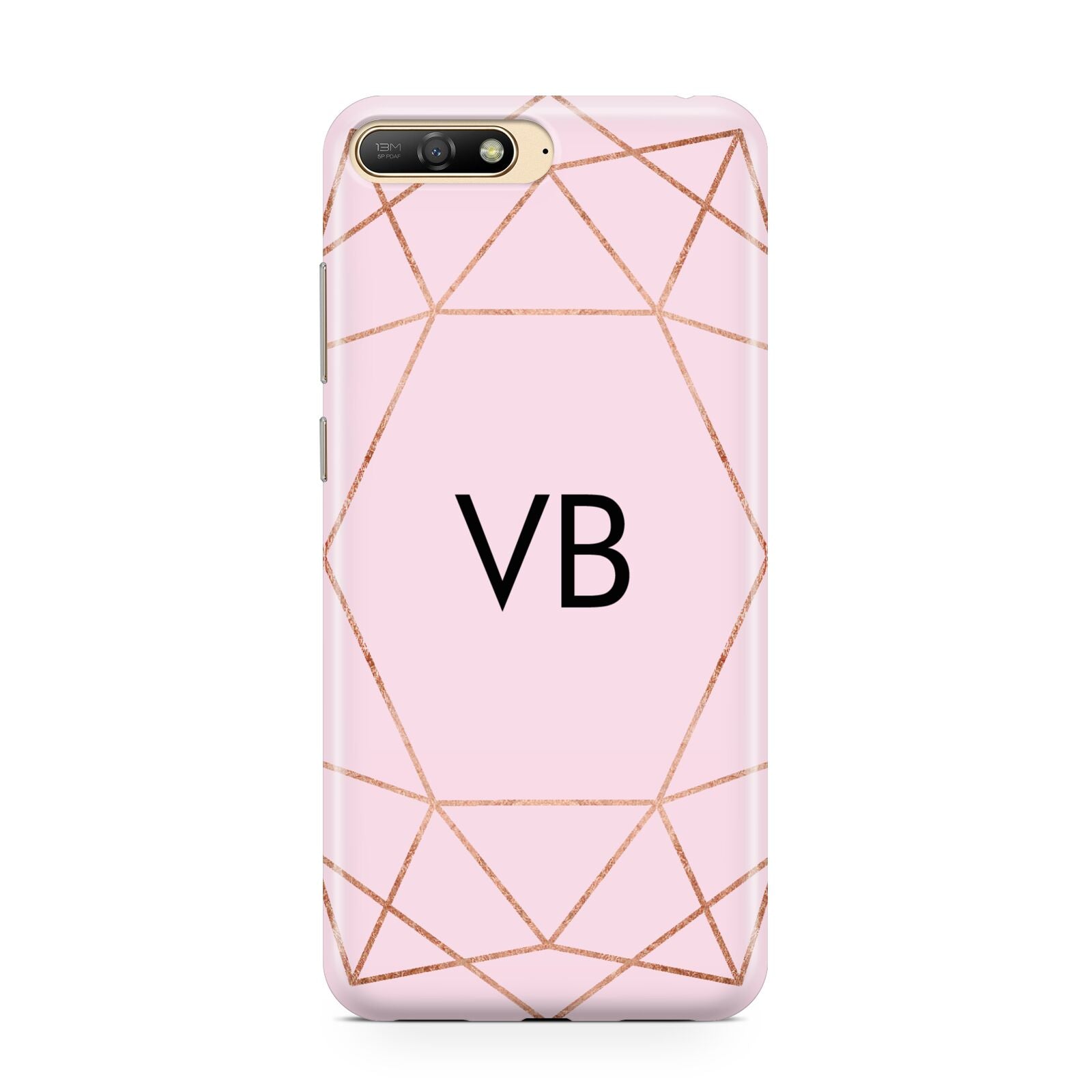 Personalised Pink Rose Gold Initials Geometric Huawei Y6 2018