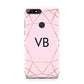 Personalised Pink Rose Gold Initials Geometric Huawei Y7 2018