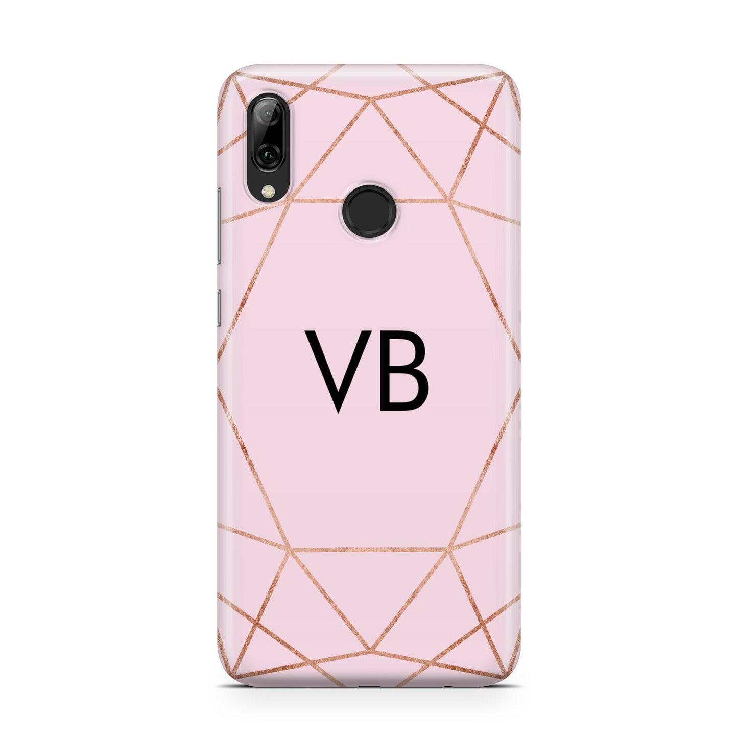 Personalised Pink Rose Gold Initials Geometric Huawei Y7 2019