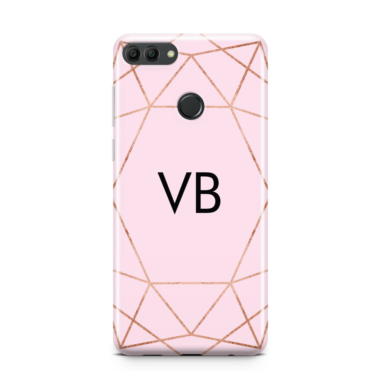 Personalised Pink Rose Gold Initials Geometric Huawei Y9 2018