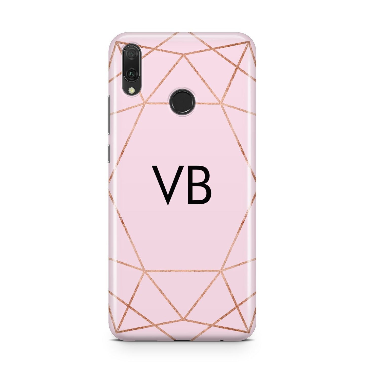 Personalised Pink Rose Gold Initials Geometric Huawei Y9 2019