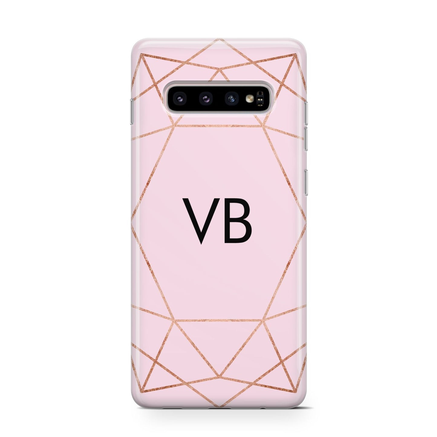 Personalised Pink Rose Gold Initials Geometric Protective Samsung Galaxy Case