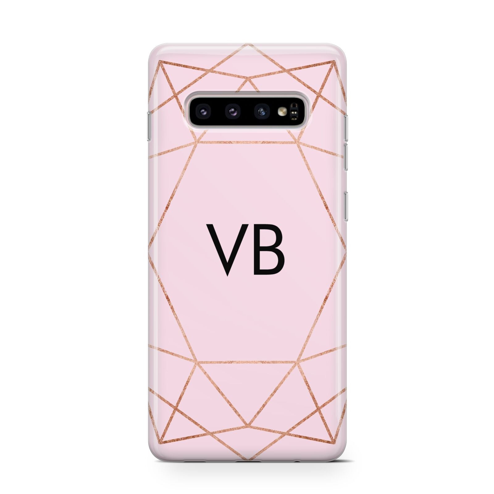 Personalised Pink Rose Gold Initials Geometric Protective Samsung Galaxy Case
