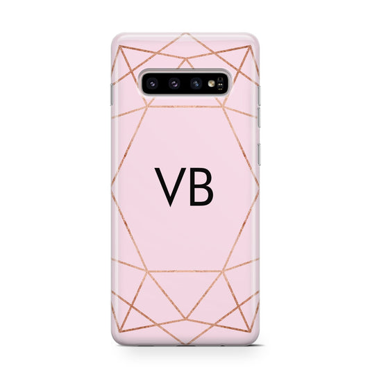 Personalised Pink Rose Gold Initials Geometric Protective Samsung Galaxy Case
