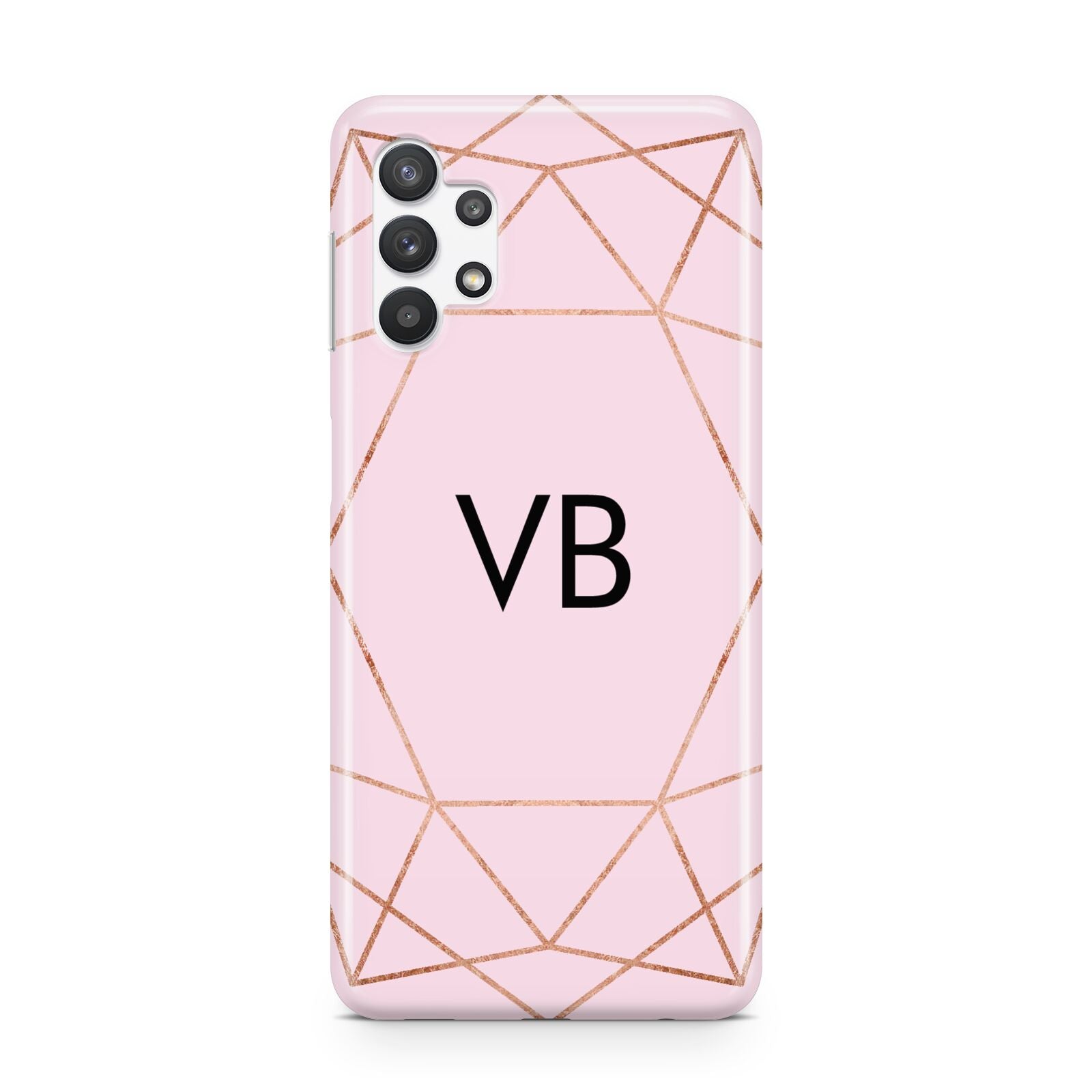 Personalised Pink Rose Gold Initials Geometric Samsung A32 5G Case