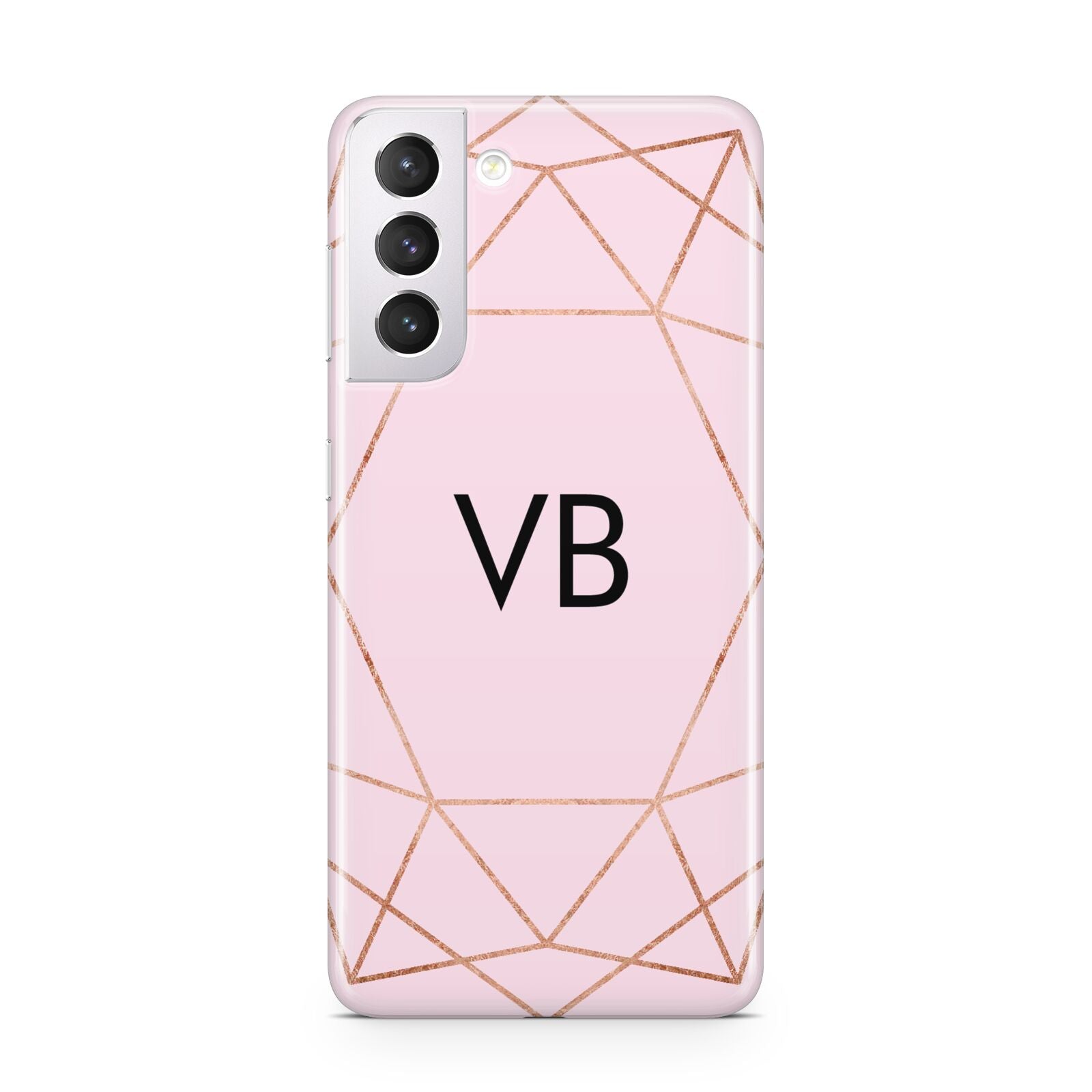 Personalised Pink Rose Gold Initials Geometric Samsung S21 Case