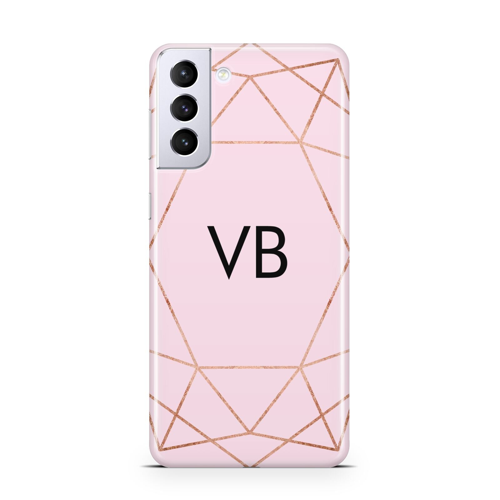 Personalised Pink Rose Gold Initials Geometric Samsung S21 Plus Case