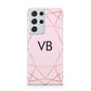 Personalised Pink Rose Gold Initials Geometric Samsung S21 Ultra Case
